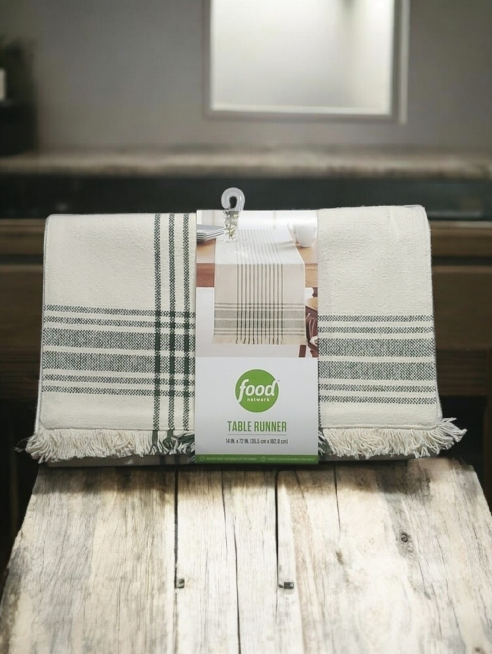 Food Network table runner 14 inches x 72 inches woven plaid runner 100% cotton